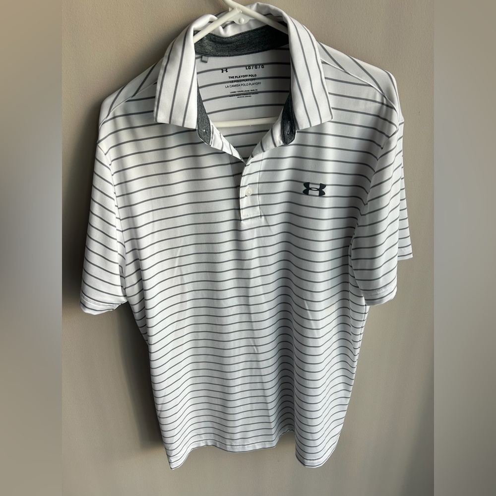 Under Armour Men’s White Striped Polo Shirt
